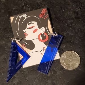 DEEP blue Rulers that are transparent earrings